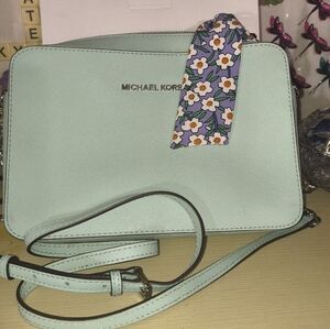Michael Kors Jet Set Small Camera Crossbody Bag Light Green Like NEw